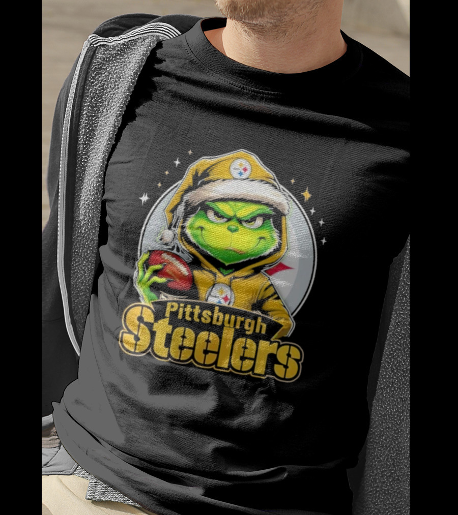 The Grinch Pittsburgh Steelers Christmas Football Crossover T-Shirt