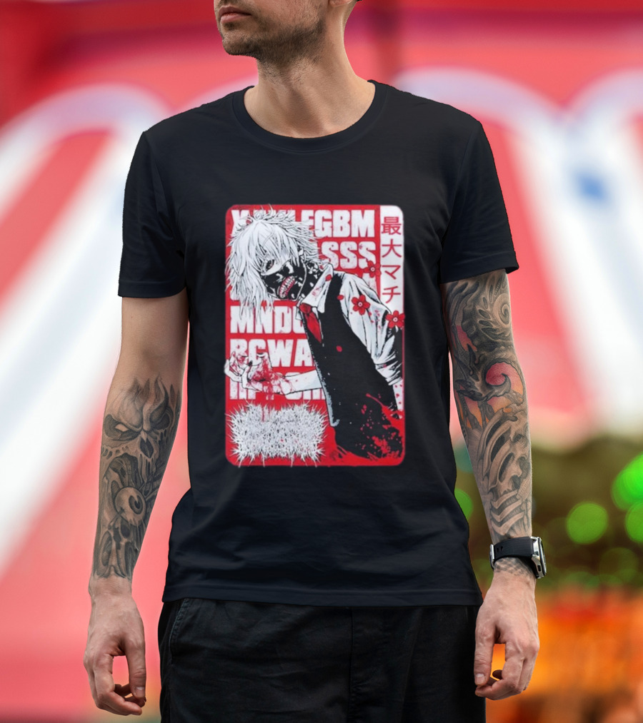 Xavleg Tokyo Ghoul Manga Style Character with Intense Red and White Graphics T-Shirt
