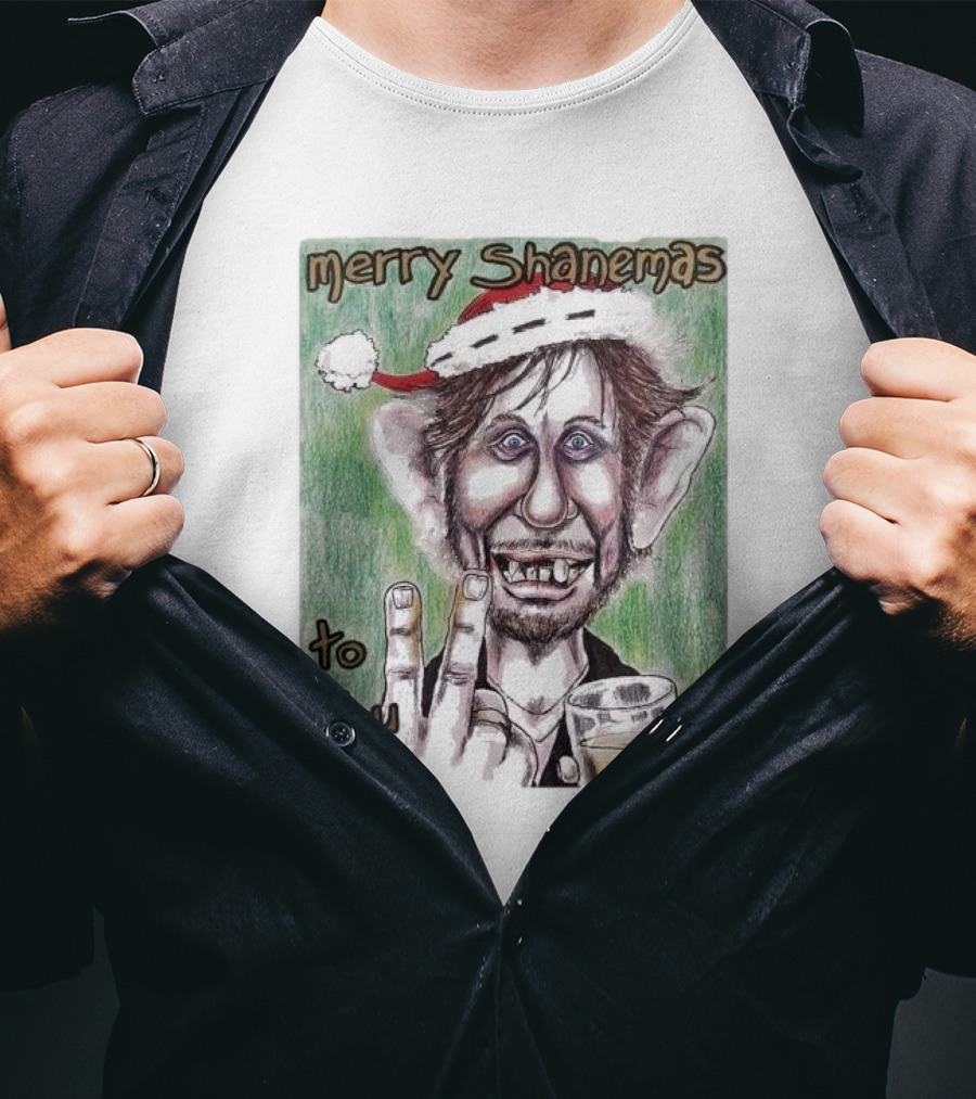 Merry Shanemas To You Shane MacGowan Christmas Card Drawing T-Shirt