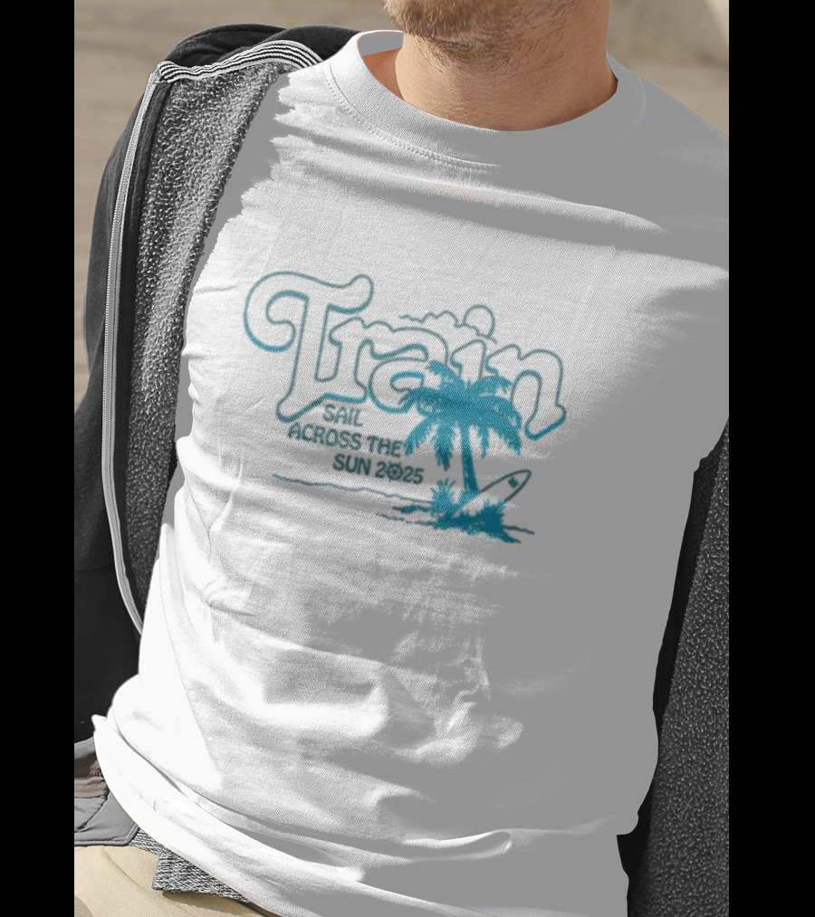 Train Sail Across The Sun 2025 Palm Surfboard T-Shirt