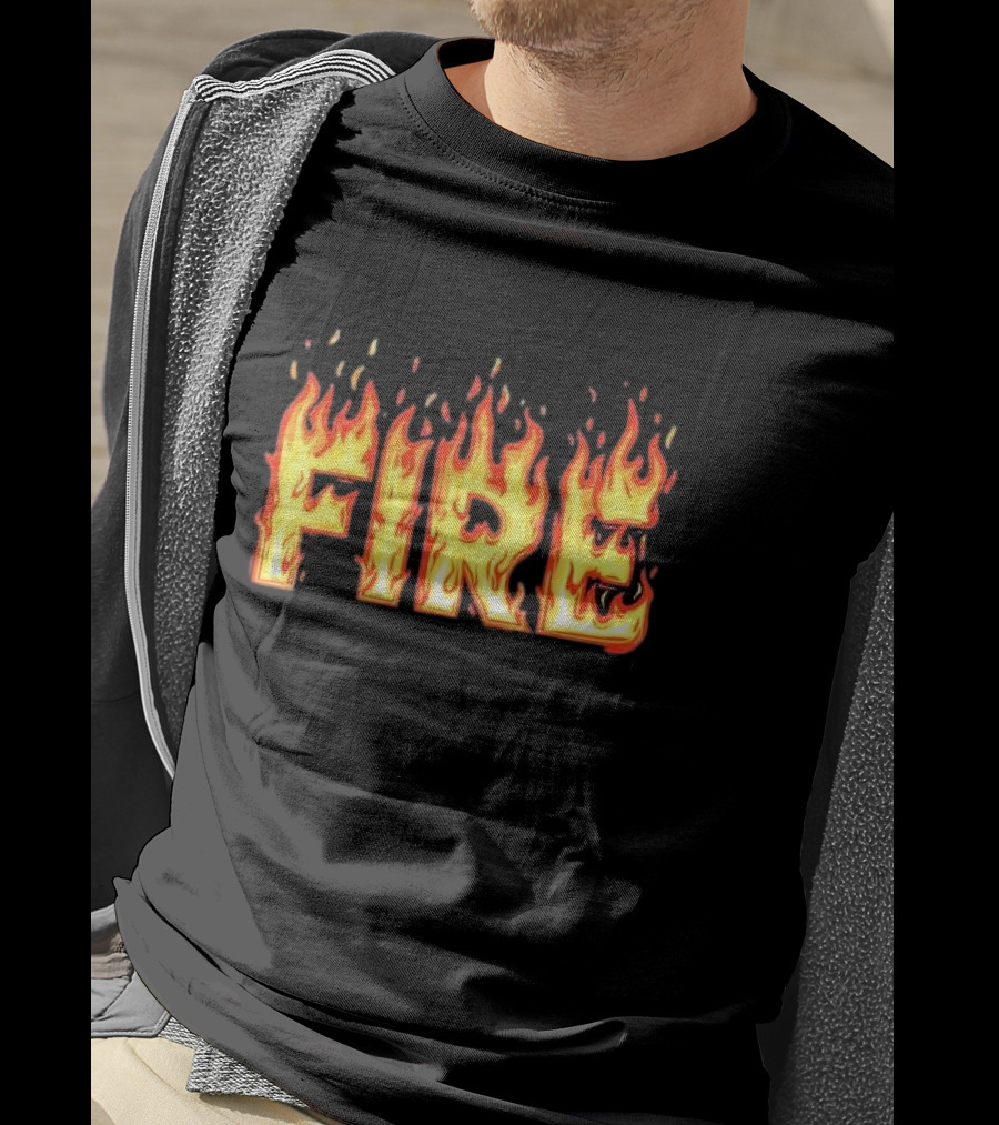 Fire Flames Text T-Shirt