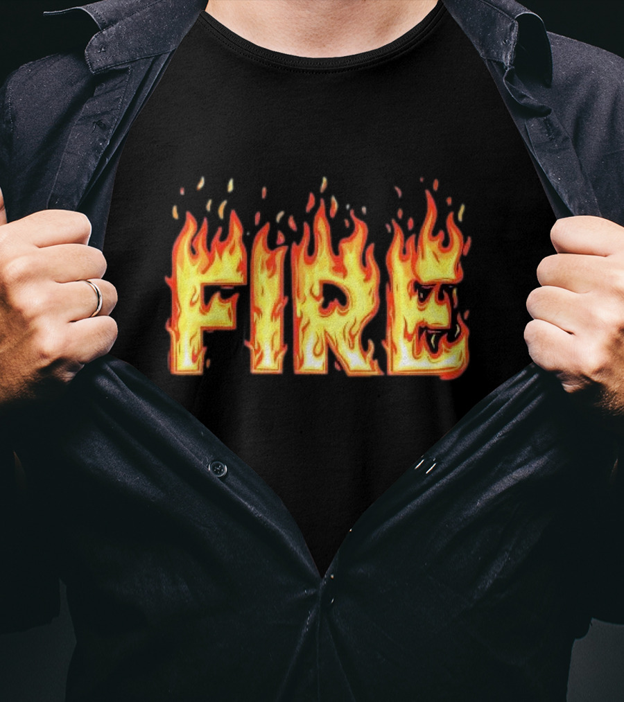 Fire Flames Text T-Shirt