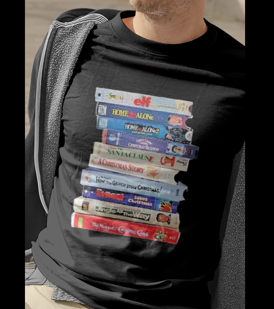 Elf Home Alone Christmas Vacation Santa Clause A Christmas Story Grinch Ernest Jingle All The Way Muppet Christmas Carol VHS Tapes T-Shirt