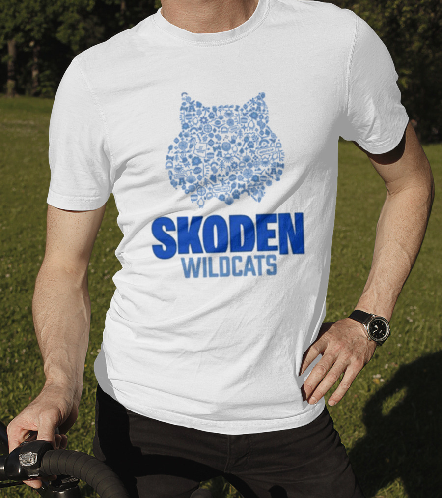 Skoden Wildcats Blue Emblem With Symbols T-Shirt