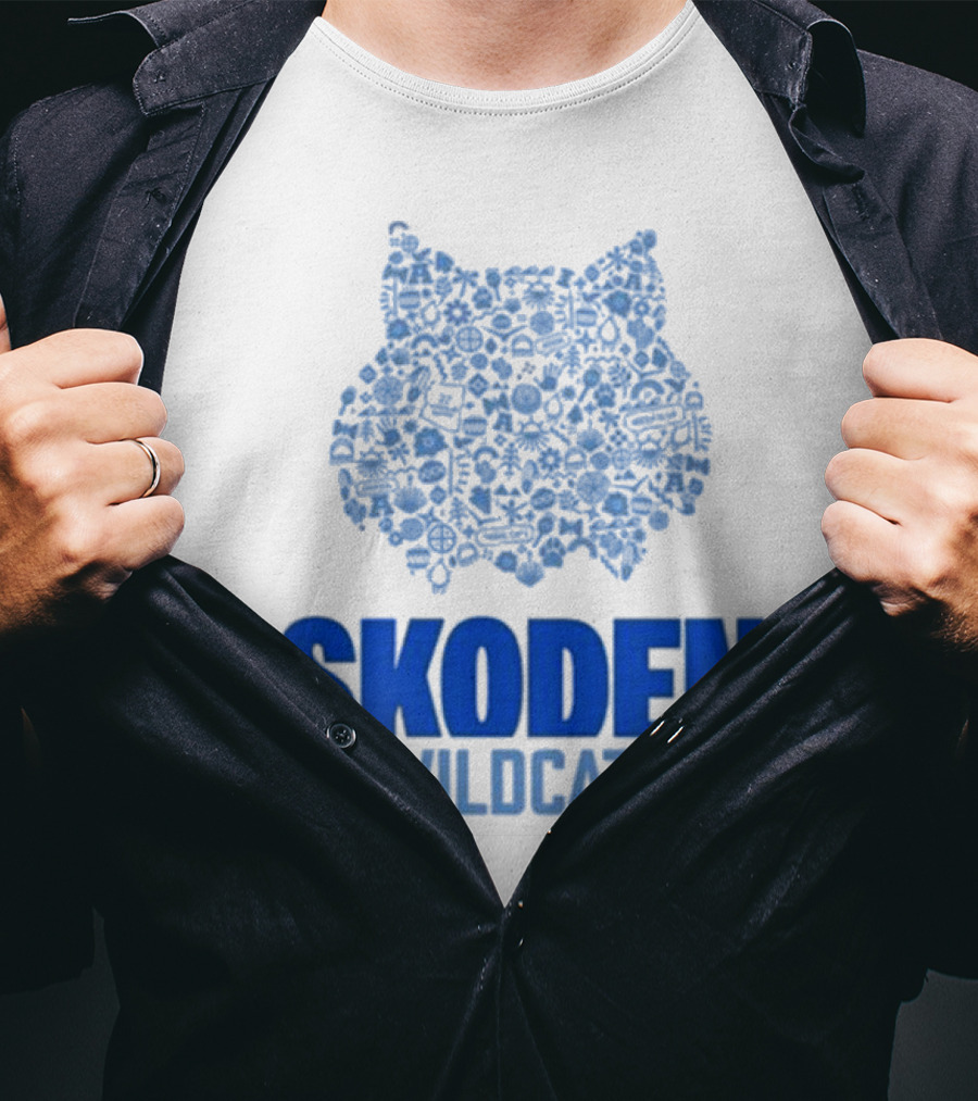 Skoden Wildcats Blue Emblem With Symbols T-Shirt