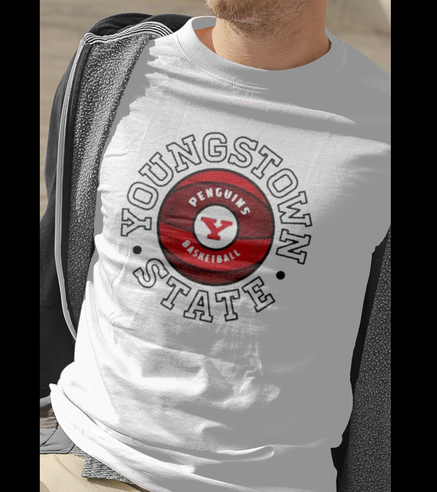 Youngstown State Penguins Basketball Red Ball Emblem T-Shirt