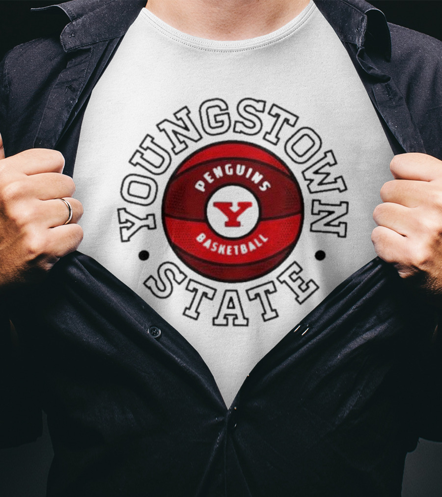 Youngstown State Penguins Basketball Red Ball Emblem T-Shirt