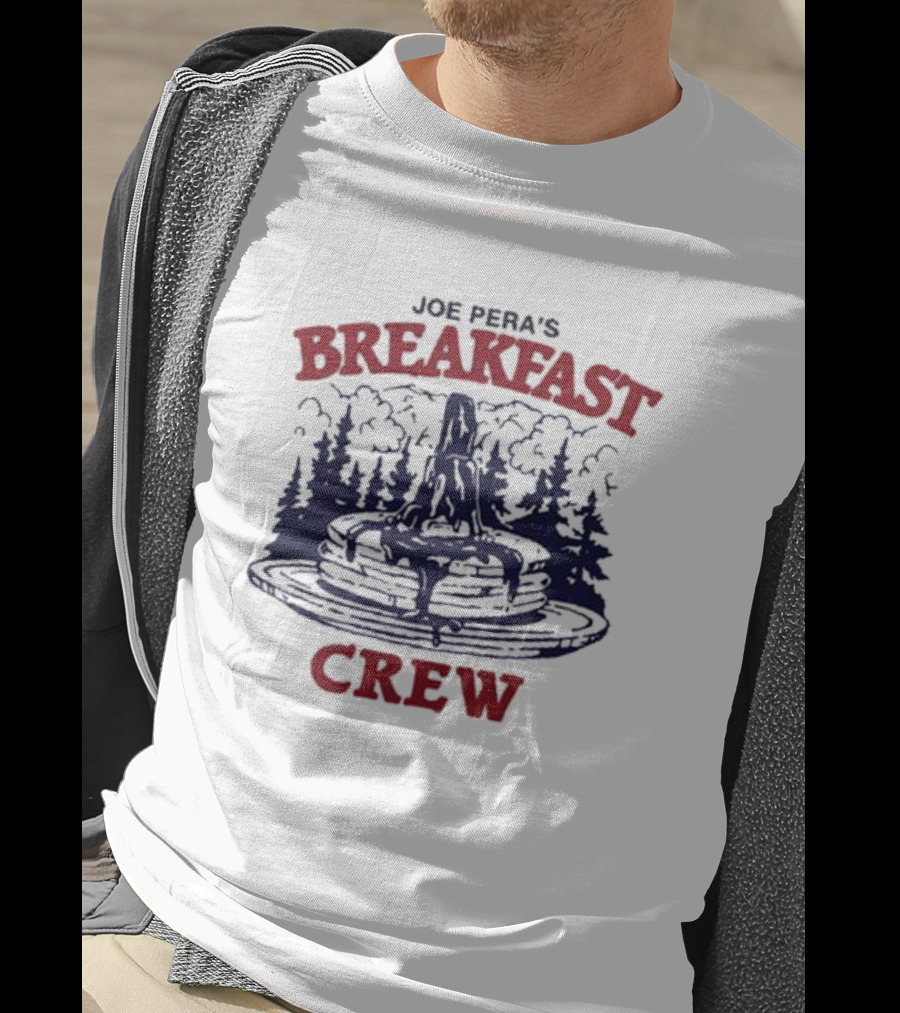 Joe Pera's Breakfast Crew Pancake Stack With Syrup And Pines T-Shirt