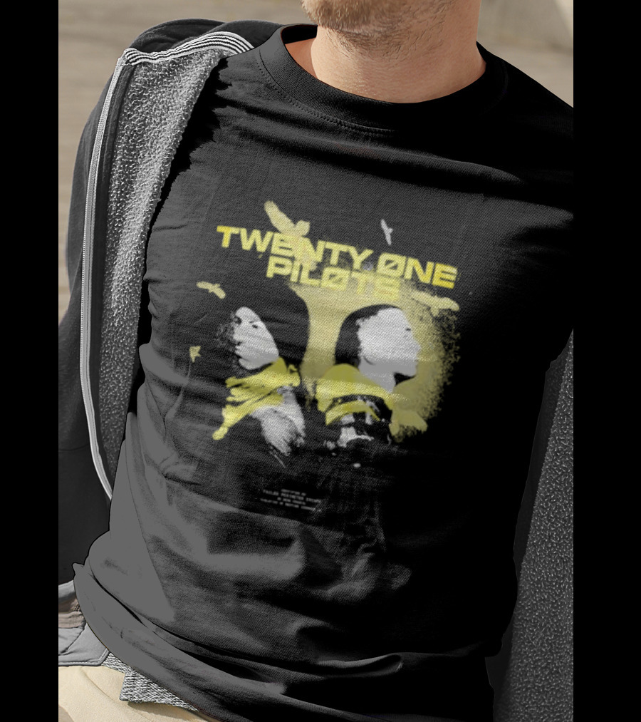 Twenty One Pilots Back 2 Back Eagle Silhouette Duo Yellow Accents T-Shirt