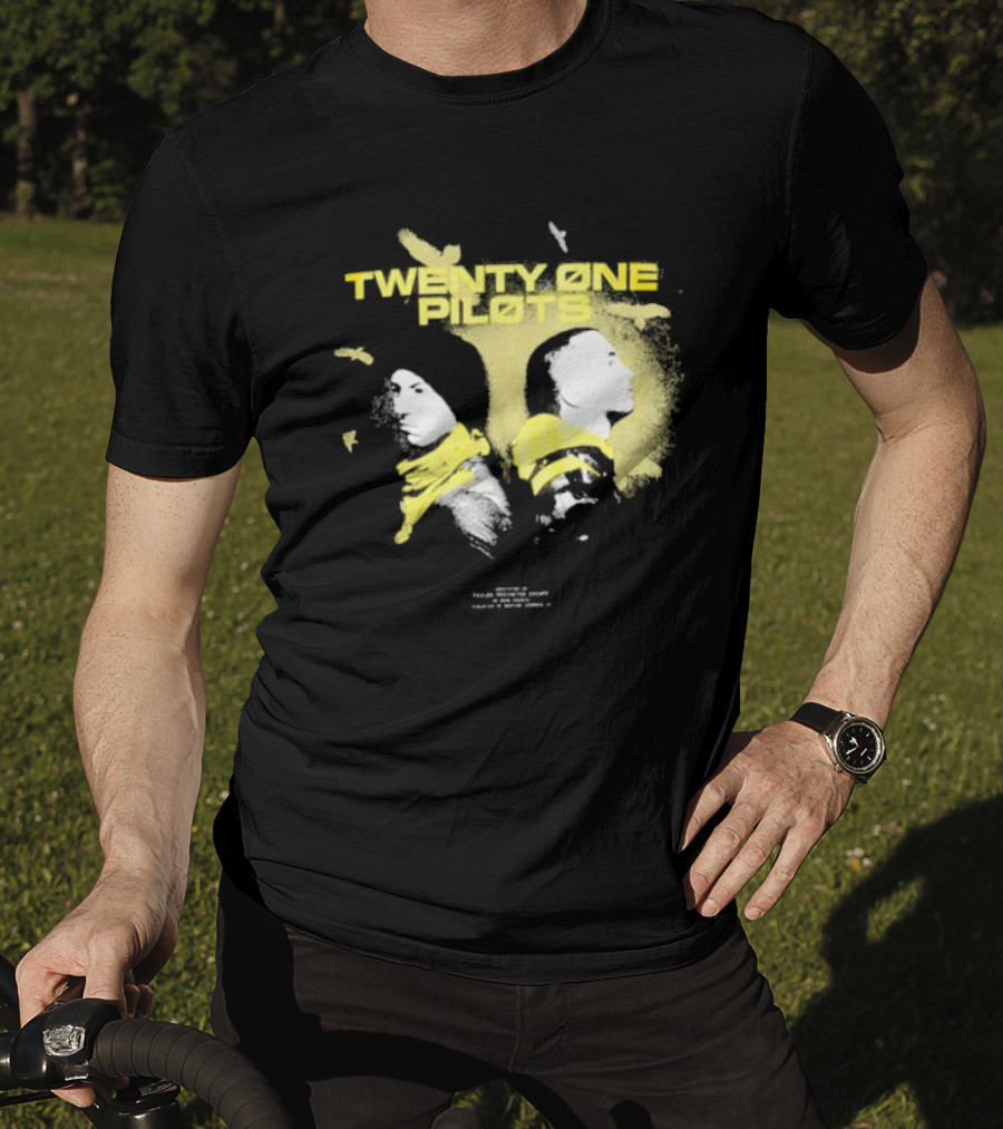 Twenty One Pilots Back 2 Back Eagle Silhouette Duo Yellow Accents T-Shirt