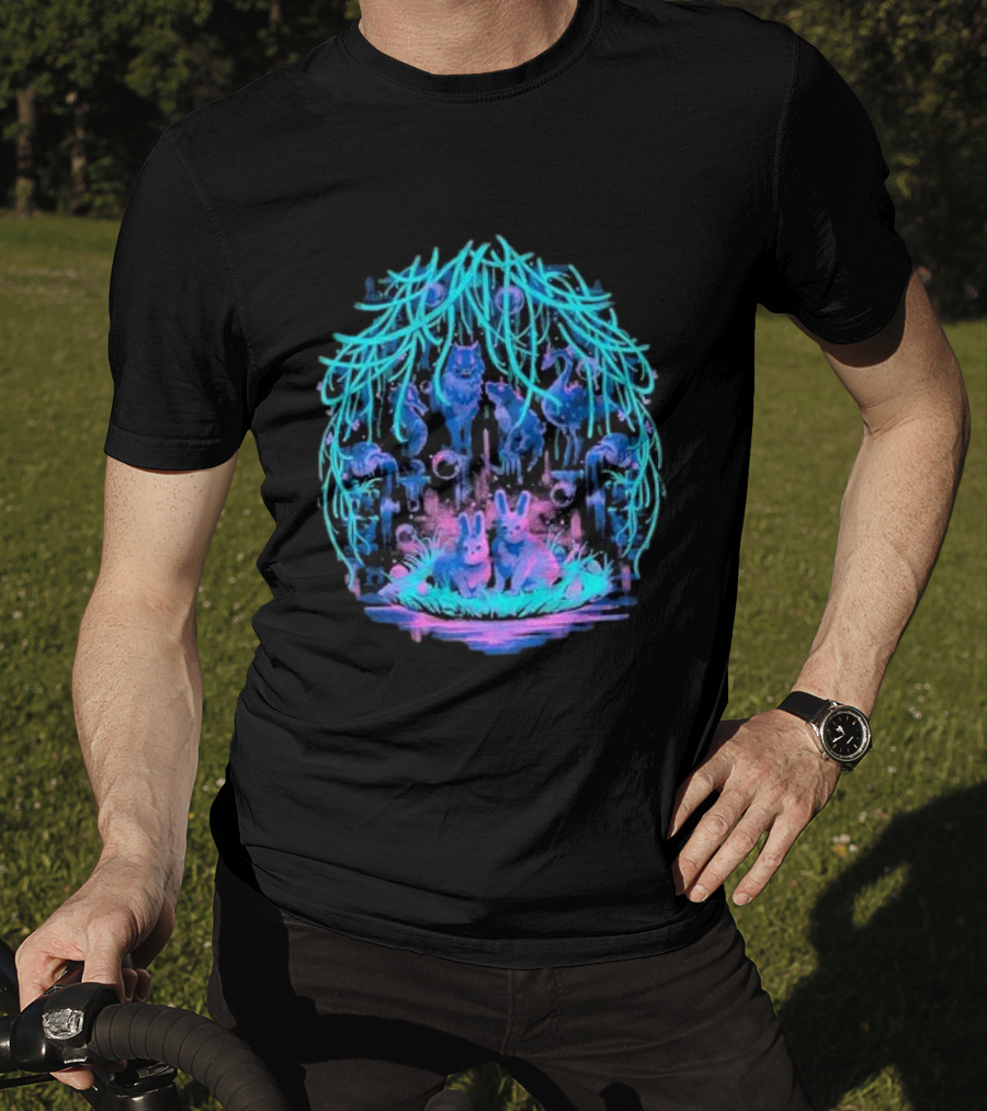 Animal Well Clandestine Creatures Glowing Forest Scene T-Shirt