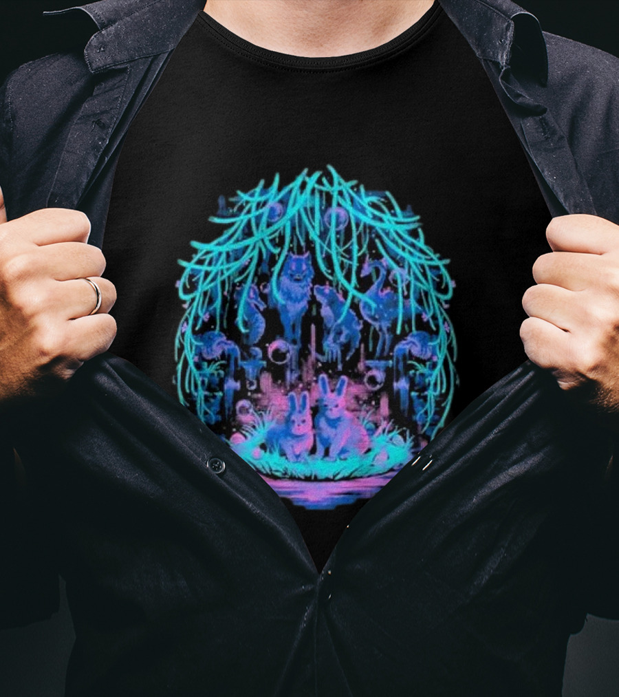 Animal Well Clandestine Creatures Glowing Forest Scene T-Shirt