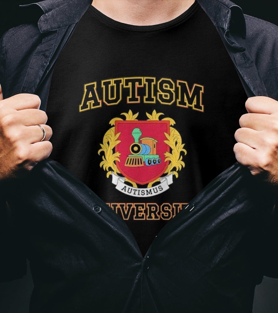 Autismus Autism University Train Emblem Crest T-Shirt