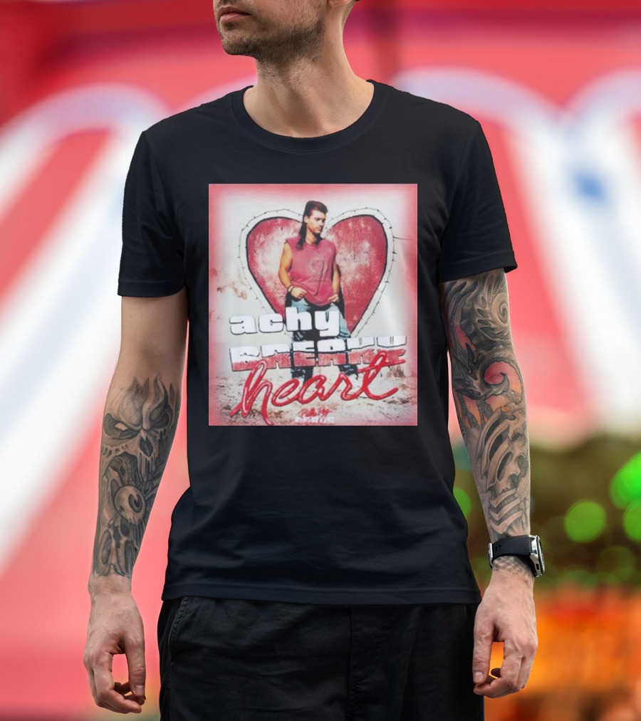 Billy Ray Cyrus Achy Breaky Heart Vintage Style Red Heart Background T-Shirt