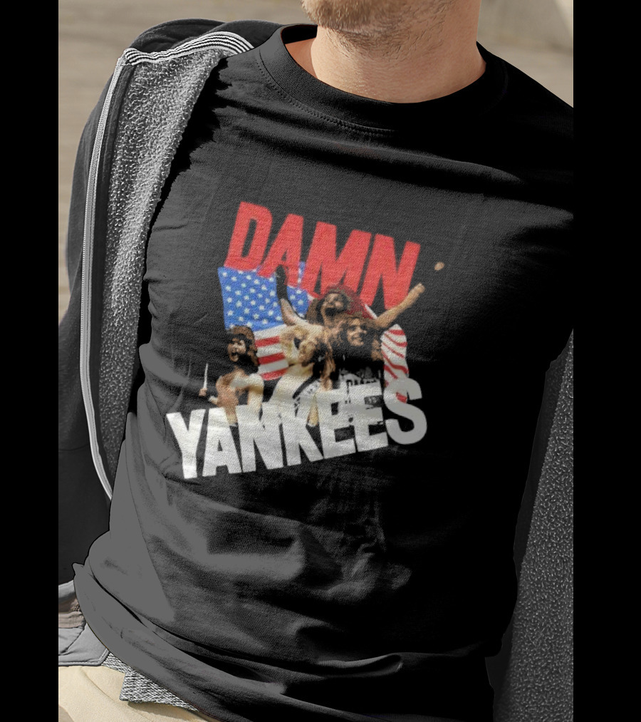 Damn Yankees Band With American Flag Background T-Shirt