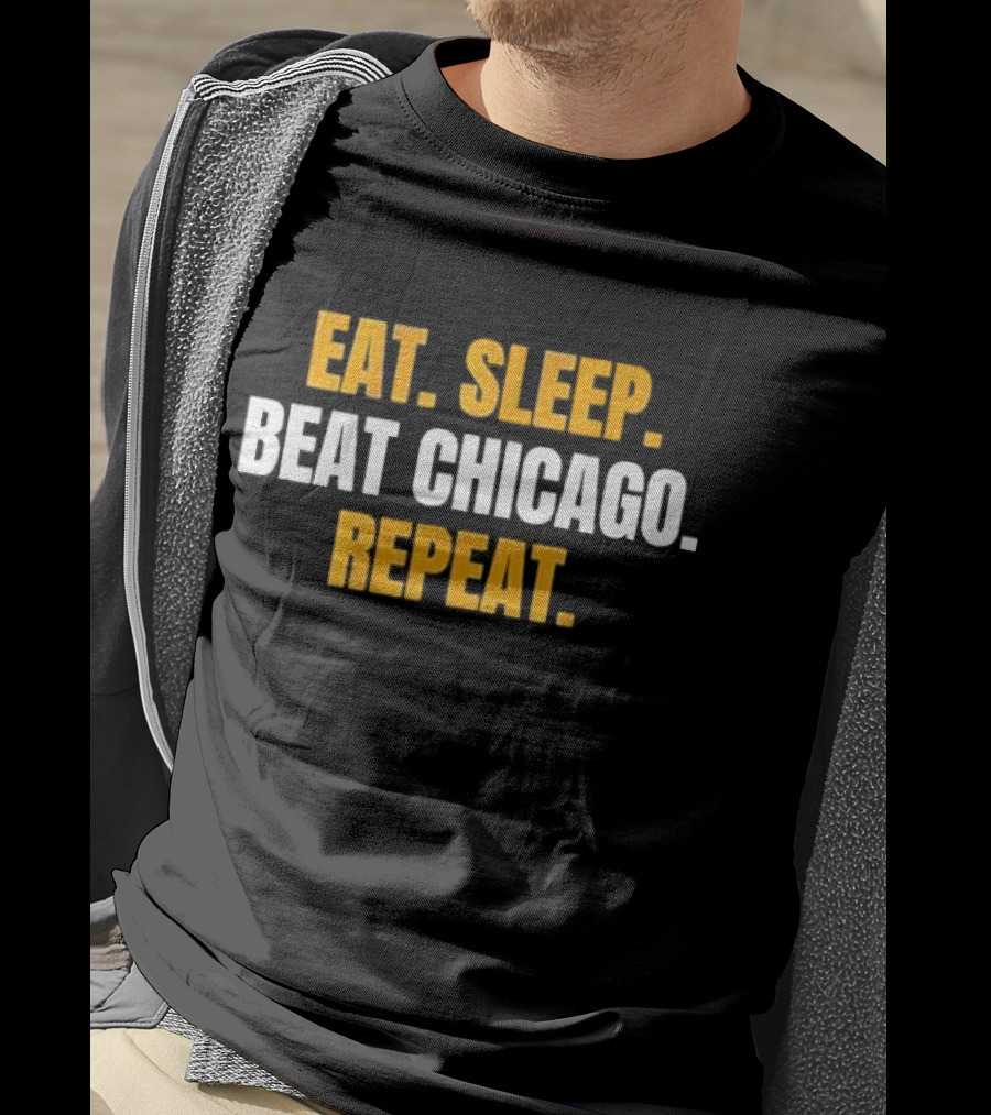 Eat Sleep Beat Chicago Repeat Motivational Sports Mantra T-Shirt