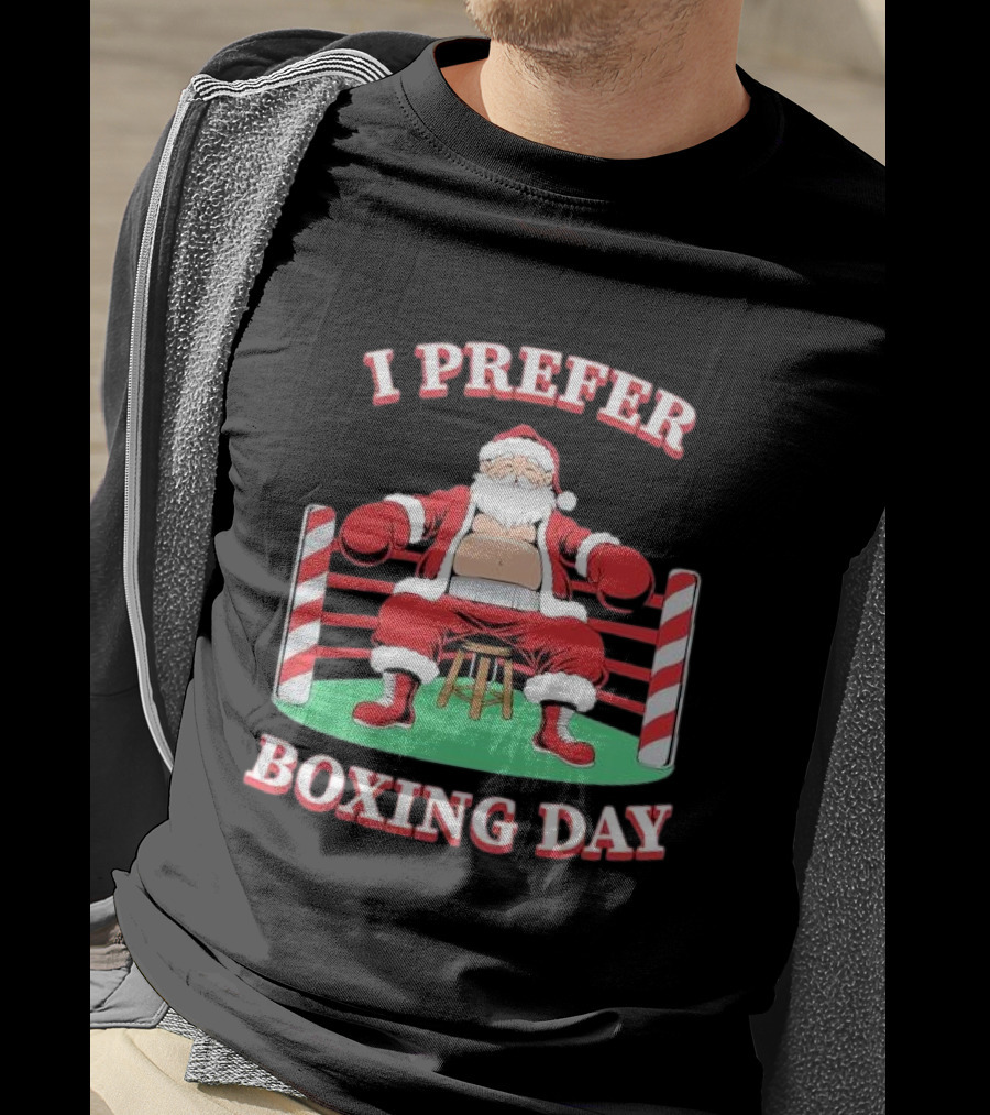 I Prefer Boxing Day Santa In Boxing Ring With Candy Cane Ropes T-Shirt