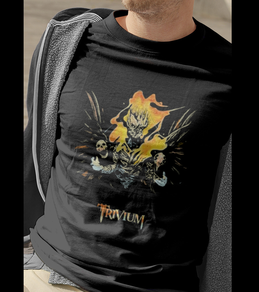 Trivium Fire Sword Flaming Demon Skulls T-Shirt