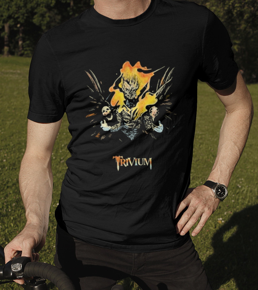Trivium Fire Sword Flaming Demon Skulls T-Shirt