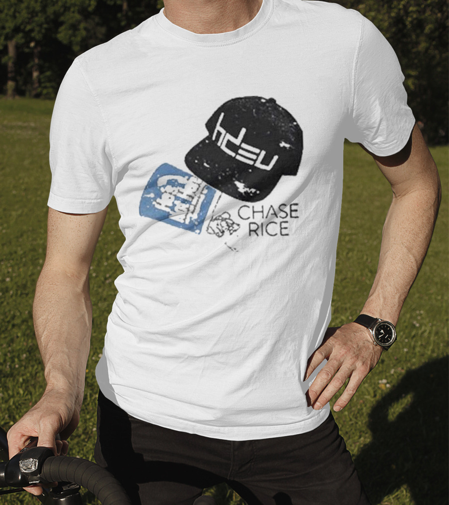 CHASE RICE HDEU Gear Hat And Blue He’s Not Here Text T-Shirt