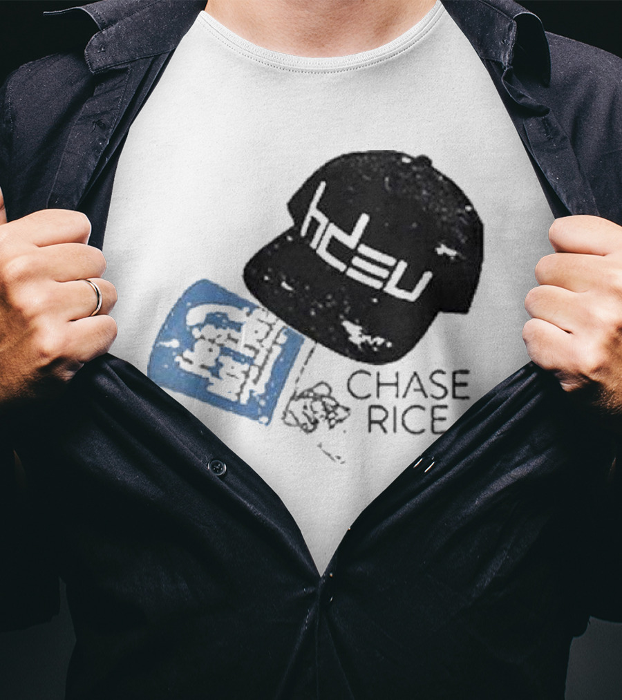 CHASE RICE HDEU Gear Hat And Blue He’s Not Here Text T-Shirt