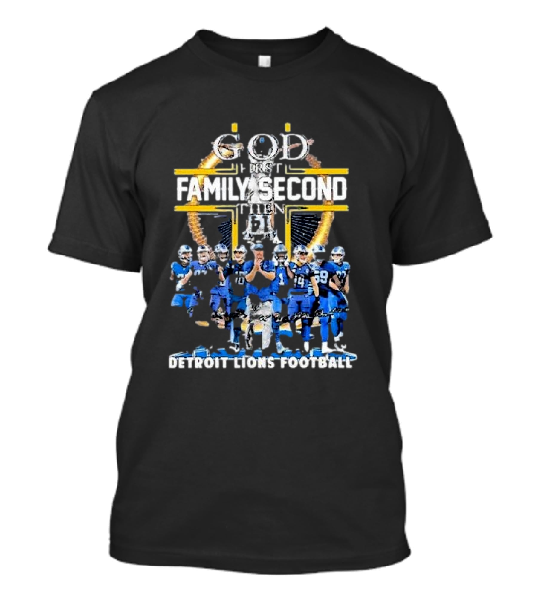 God First Family Second Then Detroit Lions Football St. Brown Headstand T-Shirt