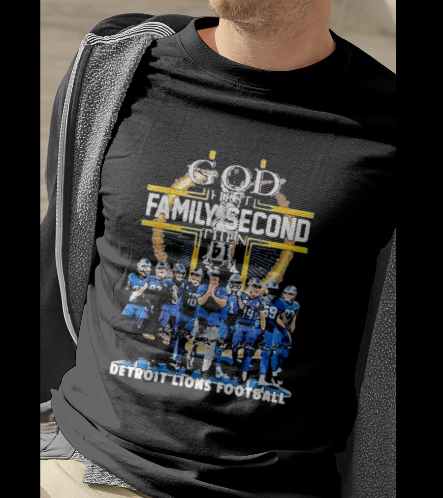 God First Family Second Then Detroit Lions Football St. Brown Headstand T-Shirt