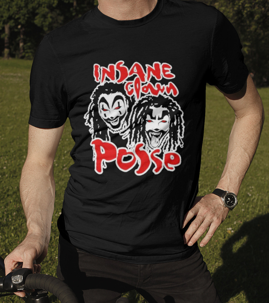 Insane Clown Posse Faces Red And White T-Shirt