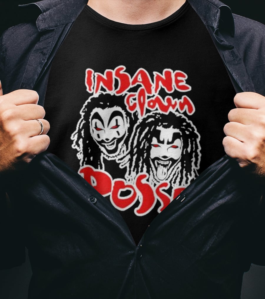 Insane Clown Posse Faces Red And White T-Shirt