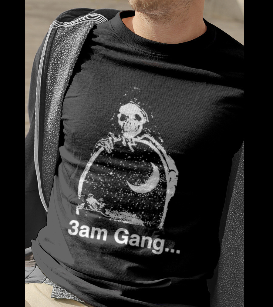 Sematary Grave Man 3 Am Gang Skeleton Moon Motif T-Shirt
