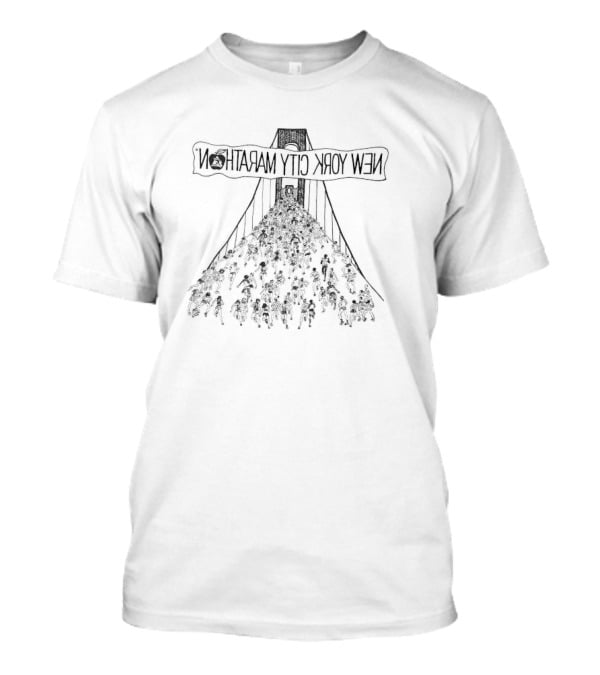 New York City Marathon Runners Bridge Sketch T-Shirt