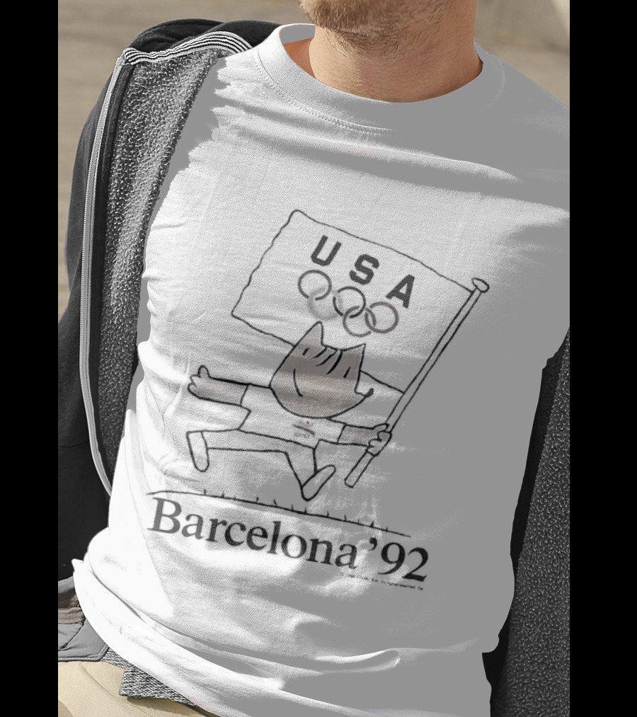 Rare Vintage 1992 Barcelona Olympics USA Flag Mascot T-Shirt