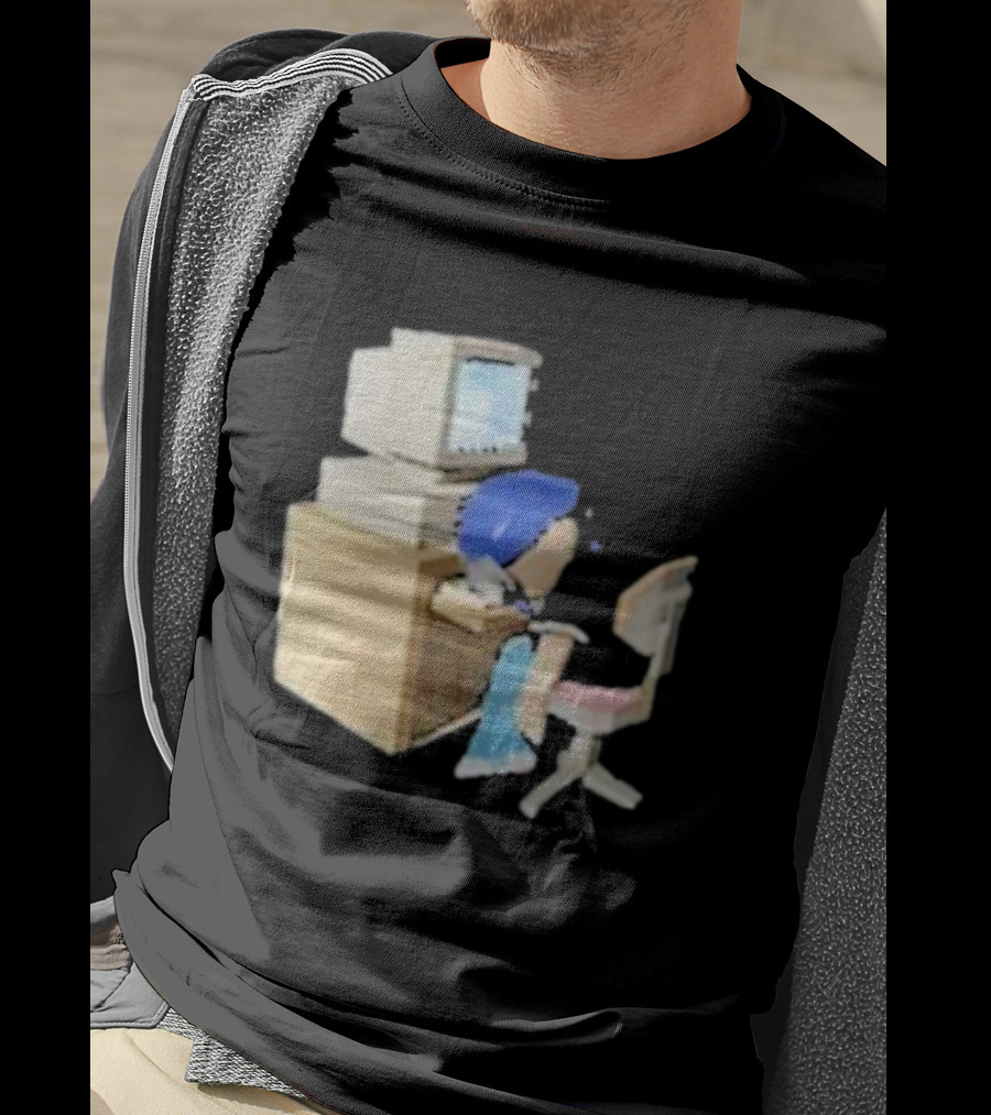 Nikki Carreon Internet Fatigue Vintage Computer Cartoon Figure T-Shirt