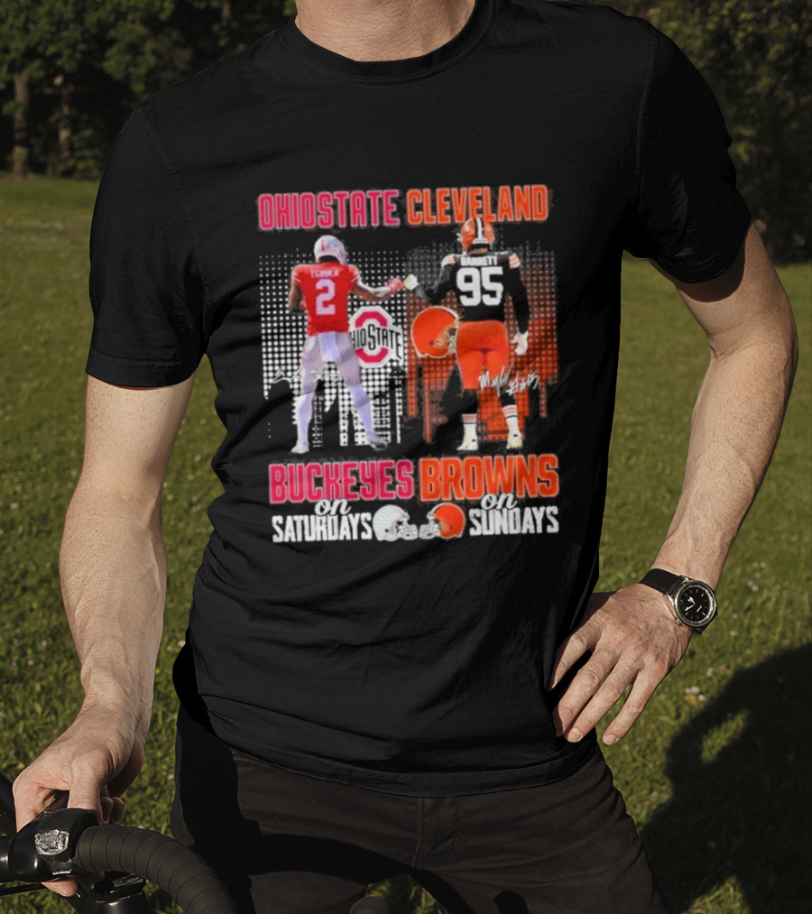 Ohio State Cleveland Buckeyes Browns On Saturdays On Sundays T-Shirt