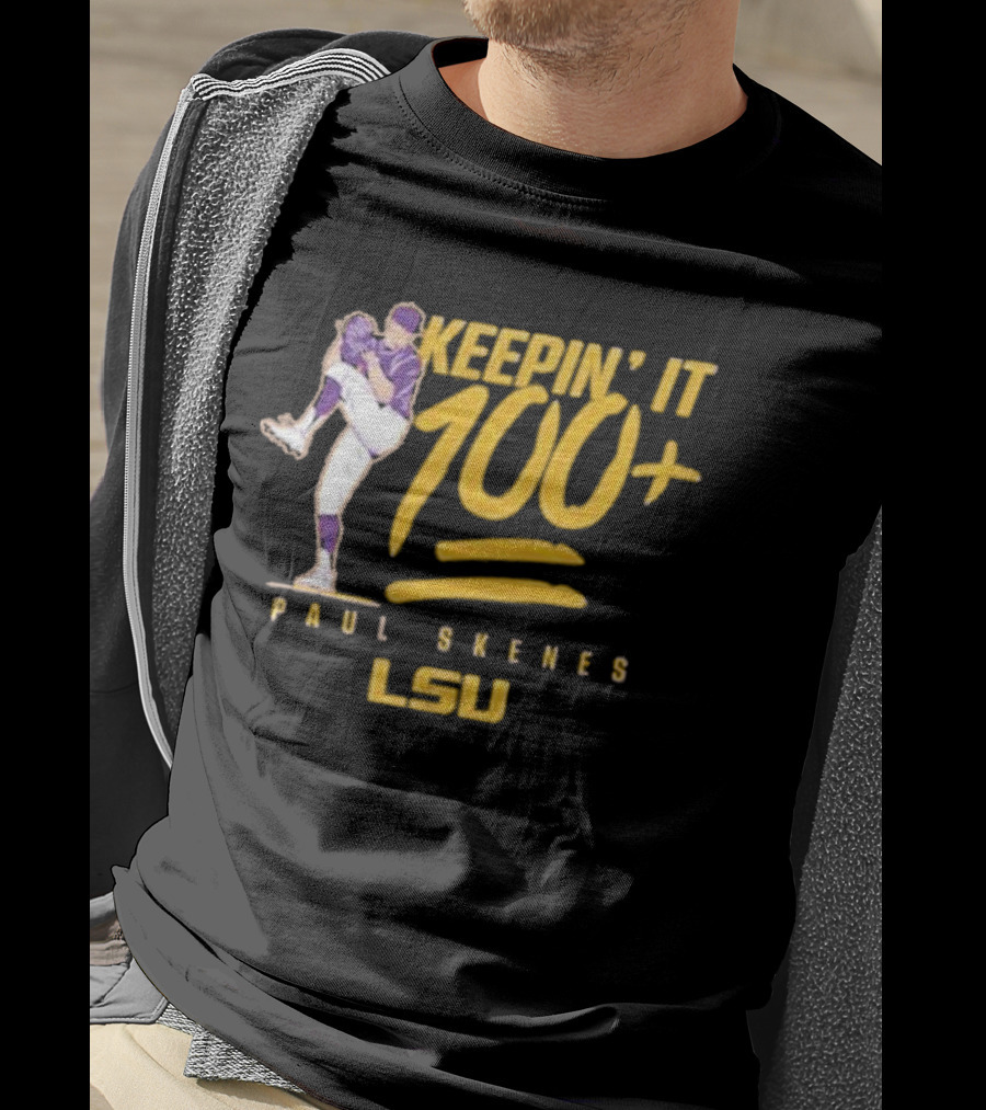 Keepin’ It 100+ Paul Skenes LSU Baseball T-Shirt