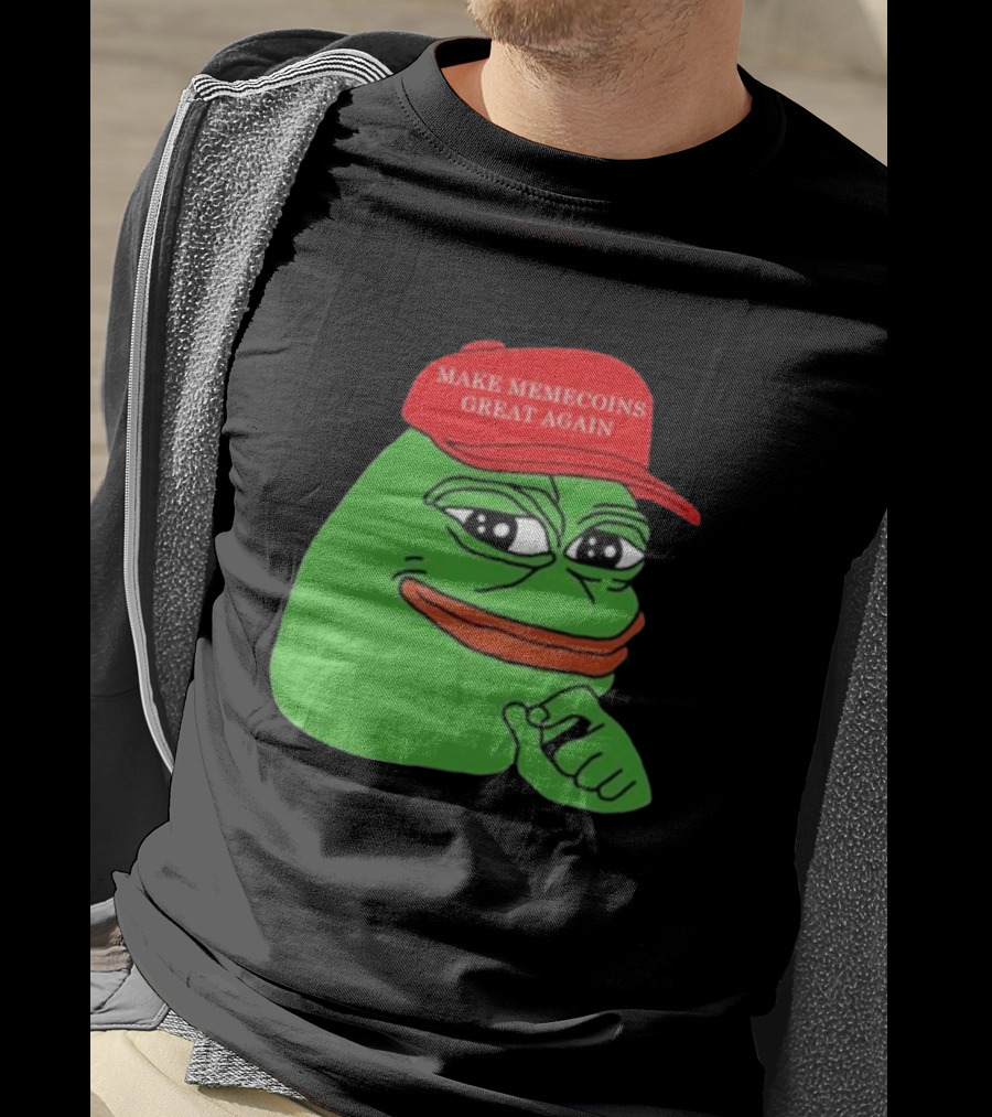 Pepe Make Memecoins Great Again Red Hat Meme Character T-Shirt