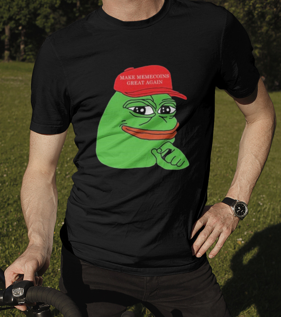 Pepe Make Memecoins Great Again Red Hat Meme Character T-Shirt