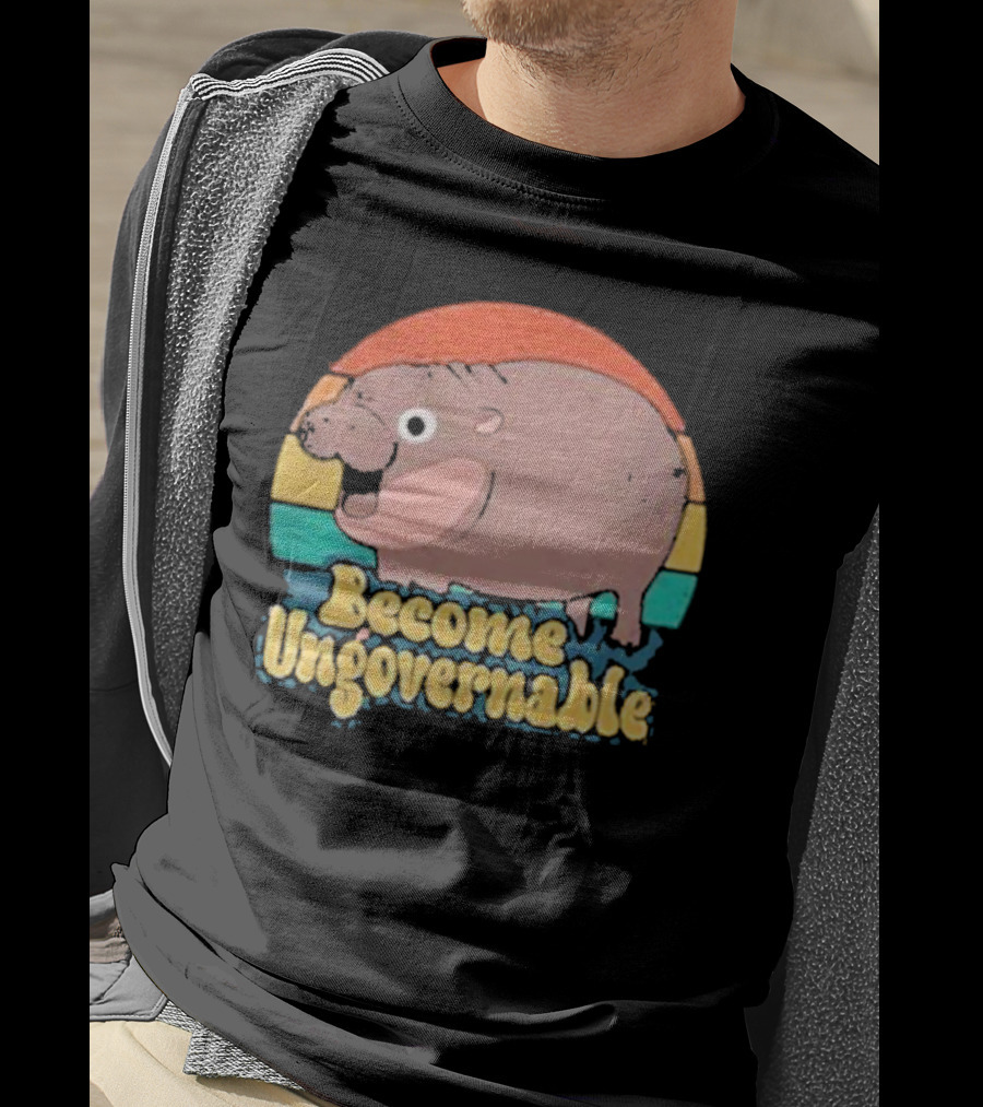 Become Ungovernable Baby Hippo Retro Circles T-Shirt