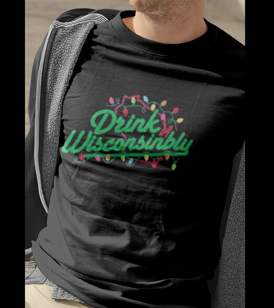 Drink Wisconsinbly Christmas Lights Festive Holiday T-Shirt
