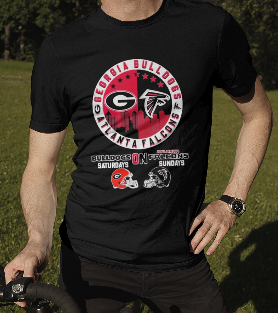 Georgia Bulldogs Saturdays Atlanta Falcons Sundays Football Fans T-Shirt