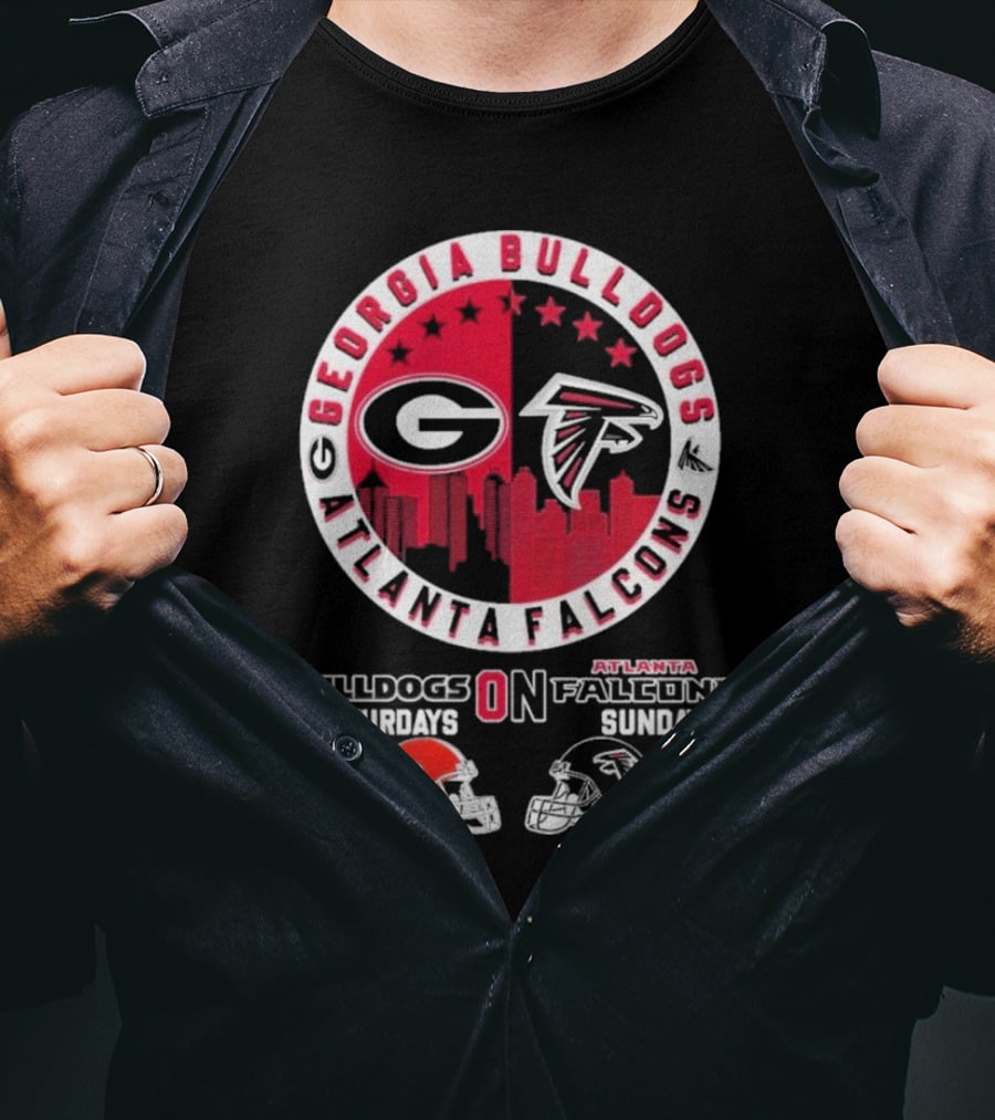 Georgia Bulldogs Saturdays Atlanta Falcons Sundays Football Fans T-Shirt