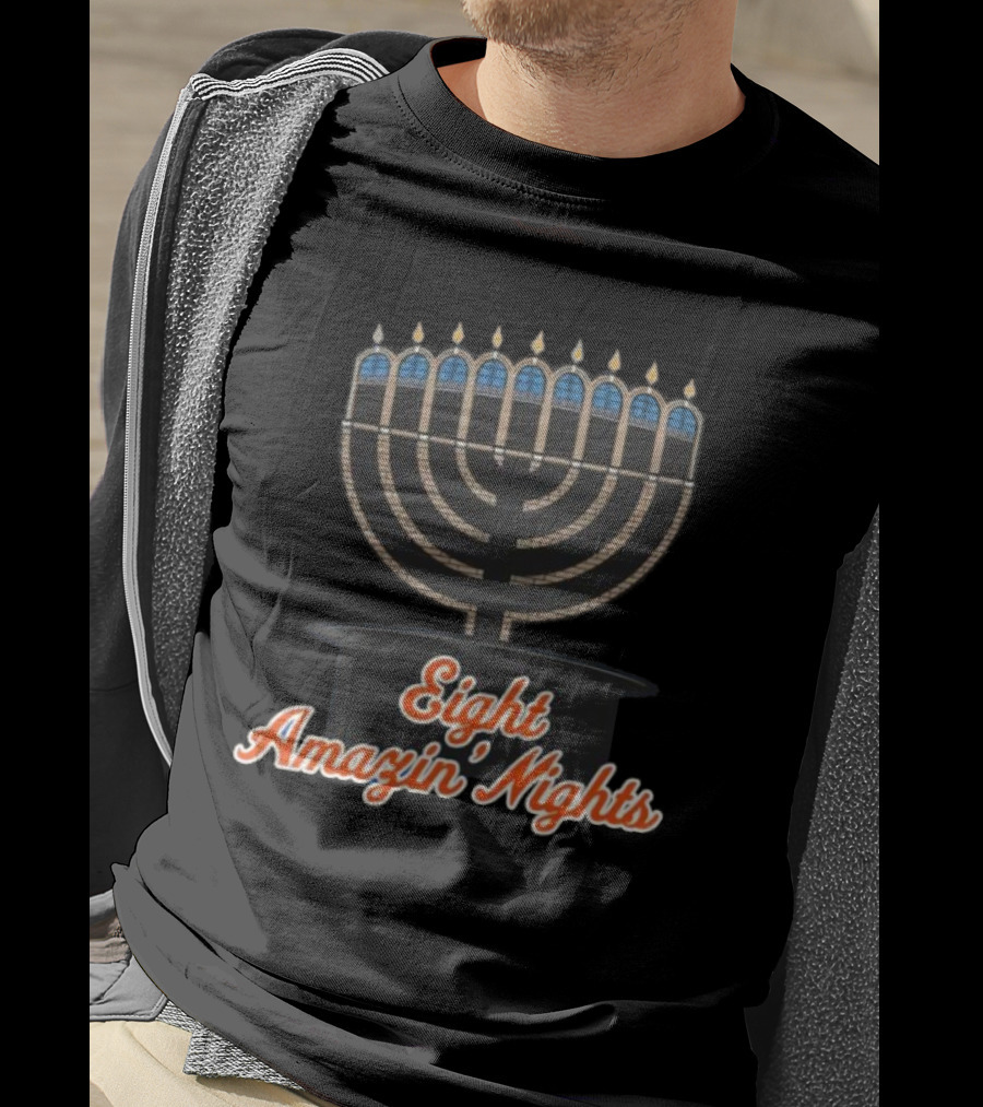 Hanukkah New York Mets Eight Amazin’ Nights Menorah T-Shirt