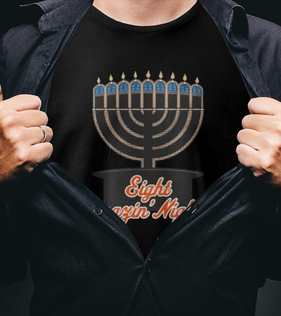 Hanukkah New York Mets Eight Amazin’ Nights Menorah T-Shirt