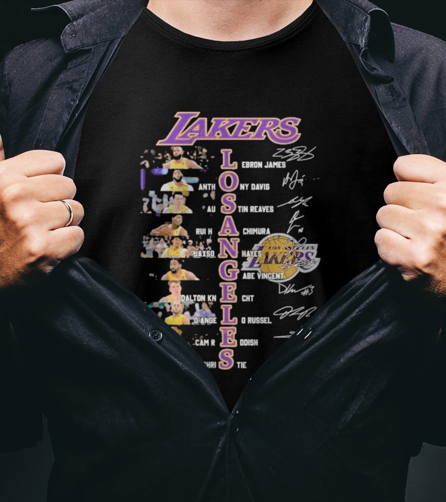 Lakers Los Angeles Signature LeBron James Anthony Davis Austin Reaves Rui Hachimura Hayes Vincent Kn CHT Russell D'Lo Christie T-Shirt