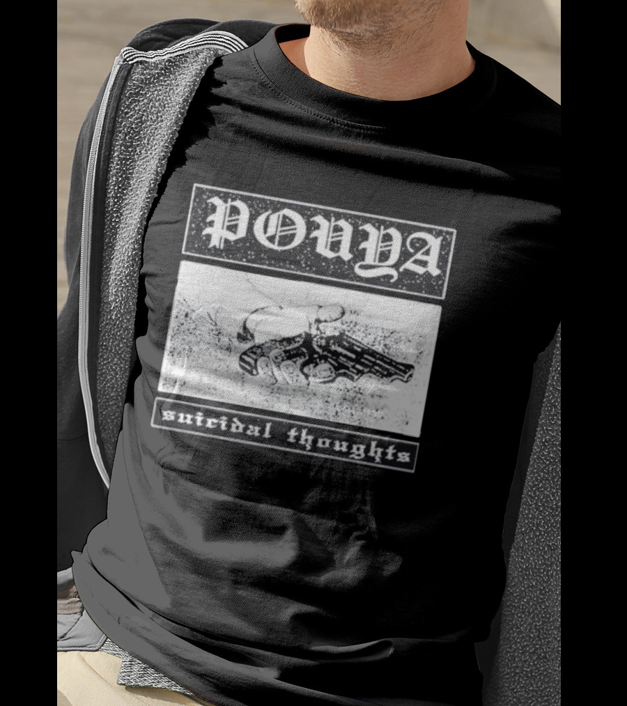 Pouya Suicidal Thoughts Hand Holding Gun T-Shirt
