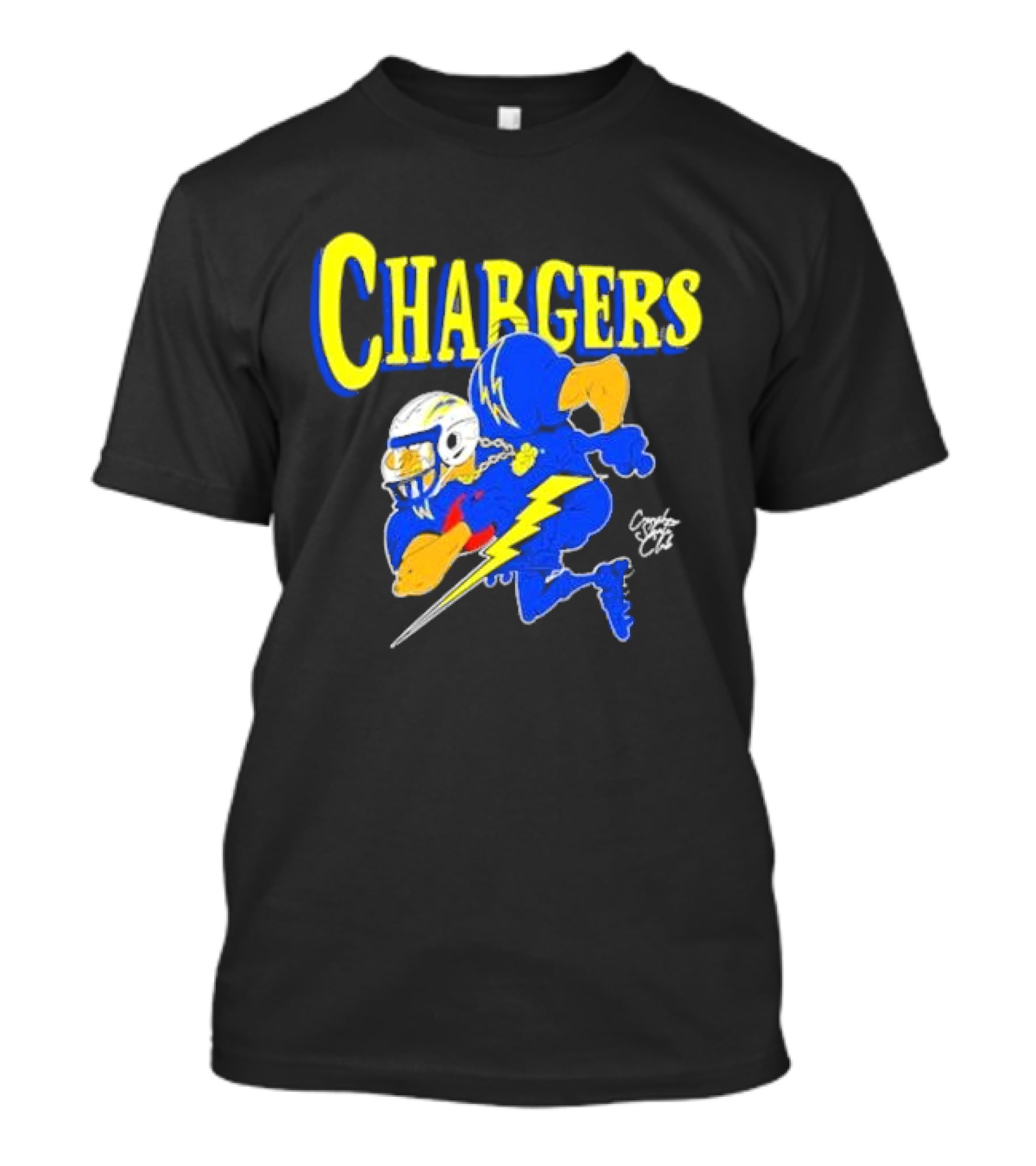 Chargers Crenshaw Skate Club Football Player Lightning T-Shirt