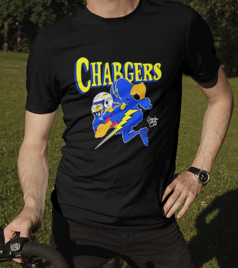 Chargers Crenshaw Skate Club Football Player Lightning T-Shirt