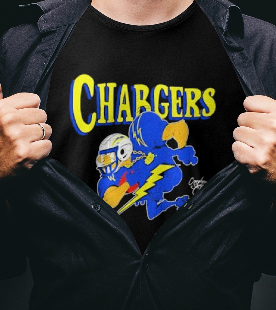 Chargers Crenshaw Skate Club Football Player Lightning T-Shirt
