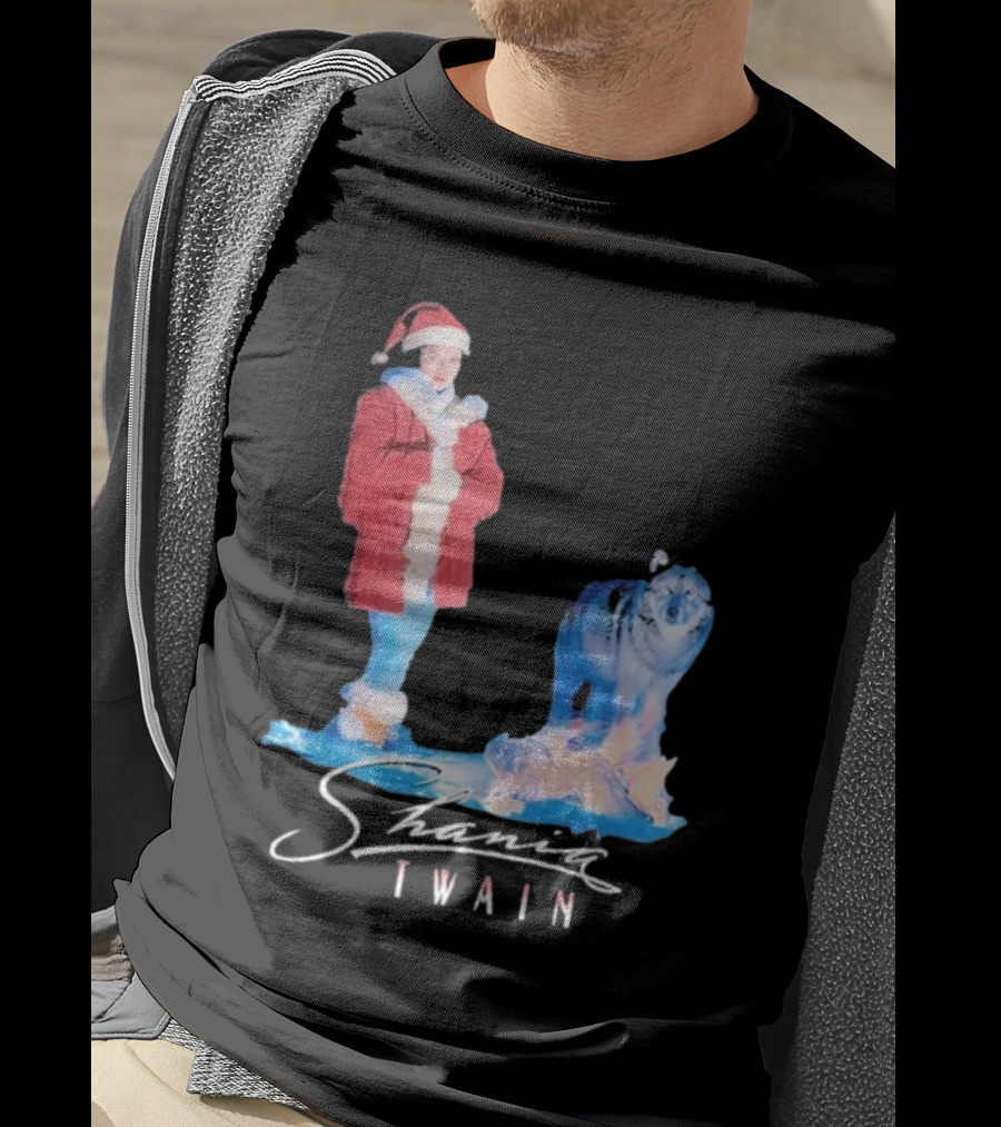 Shania Twain Holiday Santa Suit And Wolf T-Shirt