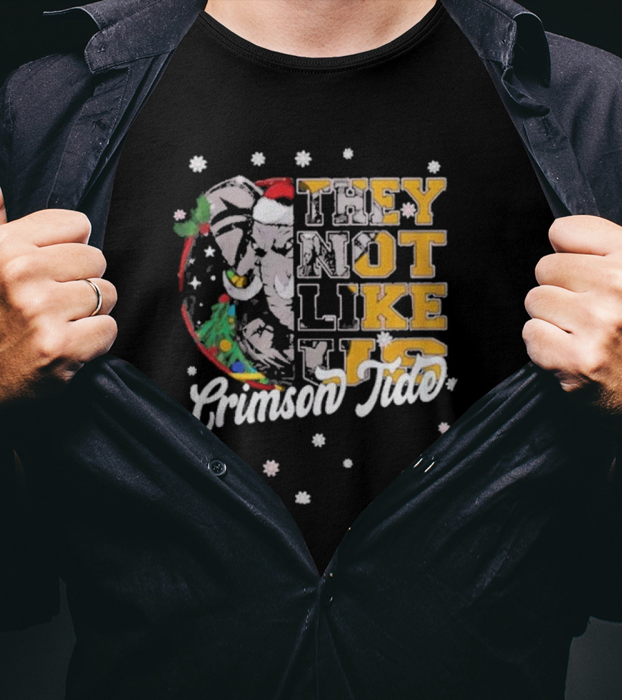 They Not Like Us Crimson Tide Christmas Elephant Santa Hat T-Shirt